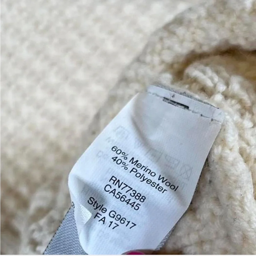 Madewell Stitchmix Merino Wool Blend Sweater Loop Fringe Fisherman Ivory Size XS